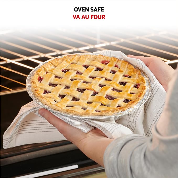 Starfrit 50-Pack Aluminum Pie Plates, 9", Disposable, Oven & Freezer Safe | Deep 9" pie plates. Ideal for pies, pot pies & quiches. Heavy-duty aluminum. Oven & freezer safe. Made in Canada.