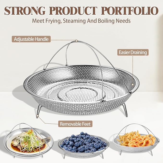 AOSION 11 Inch Nonstick Ceramic Deep Frying Pan with Lid & Steam Rack, 5QT Sauté Pan, Large Ceramic Skillet,Stay Cool Handle, Induction Compatible, PFOA & PFAS Free,white.