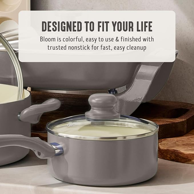 GreenLife 2QT Ceramic Nonstick Saucepan with Lid, Light Gray | PFAS-Free Ceramic Nonstick Coating, Soup Pot, Induction Ready, All Stovetop Compatible, Stay-Cool Handles, Dishwasher Safe