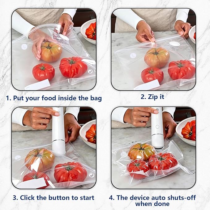 30-Pack Large Vacuum Sealer Bags & 2 Bonus Sealing Clips, Compatible with Chef Preserve – BPA-Free (12 x 13 in) Reusable Food Storage Bags for Freezer, Microwave, Sous Vide – Leak-Proof