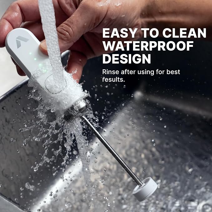 Subminimal NanoFoamer Milk Foamer - Rechargeable Handheld Frother - White | Waterproof frother with rechargeable lithium battery, microfoamed milk in 30 seconds, barista-style coffee drinks at home