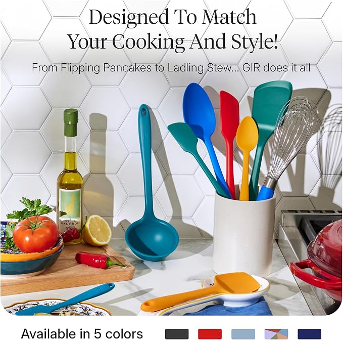 GIR: Get It Right 10-Piece Silicone Ultimate Kitchen Utensil Set – Spatulas, Ladle, Flip, Spoons, Whisk, Peeler & Spoonula – Nonstick, Non-Toxic, Heat-Resistant – Madrid