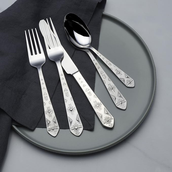 Towle Everyday Pueblo 20-Piece Stainless Steel Flatware Set, Service for 4 (Pack of 3)