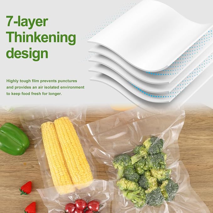Vacuum Sealer Bags for Food Storage, 6 Rolls 8" & 11" x 20', Cut-to-Size | 3Mil Embossed BPA-Free Puncture-Resistant Rolls, Universal Fit for Sous Vide, Meal Prep, Freezer Storage & Food Preservation