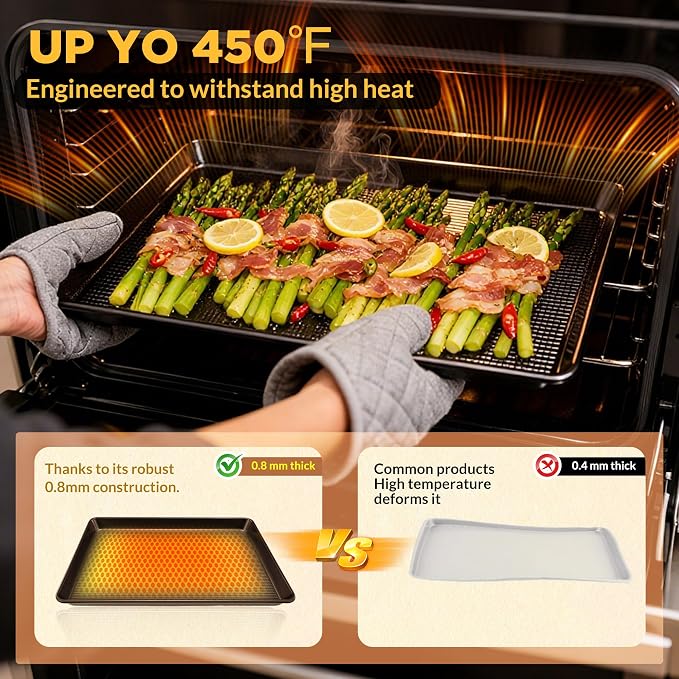 Saker 3-Piece Heavy Duty Carbon Steel Baking Sheets Set Non-Stick | | Cookie Sheets,Oven Safe, Even Heating, for Baking, Roasting, Cooking – Professional Grade (Black)