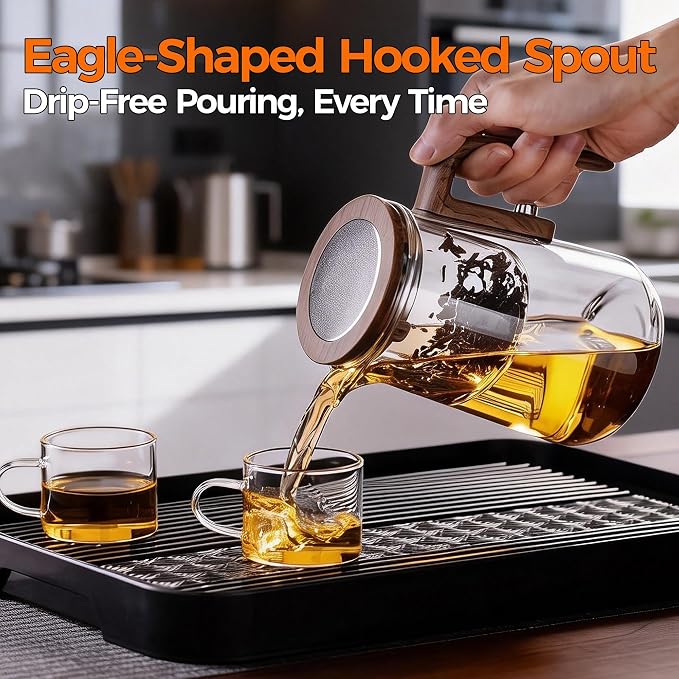 Enchanted Tea Pot, Magic Tea Pot for Loose Leaf Tea Steeper, Heat Resistant Borosilicate Glass Teapot with Tea Infuser, Ideal Gift for Tea Lovers - 27 oz (800 ml)