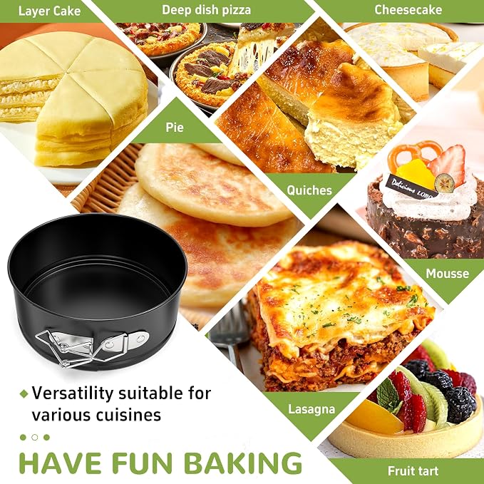 ZeroPone 4 Pack Mini Springform Pan Set for Mini Cheesecake Pizza | Non-stick Cheesecake Pan with Removable Bottom Small Cake Mold withstands up to 450°F