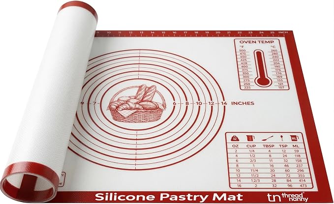 XL Silicone Pastry Mat for Baking Dough Mat, Extra Large 28x20 inches Red | Non-Stick & Non-Slip Dough Mat for Rolling Out with Measurements, Bread, Pizza, Pie Crust, Cookies, Fondant Oven Safe