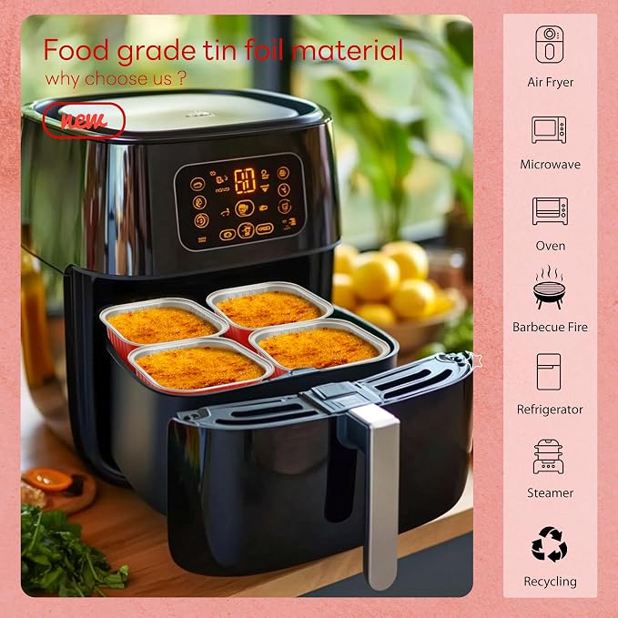 NPLUX Mini Cake Pans with Lids, 50 Pack Red 5oz for Family Parties | Fits bars, pudding, crumble and layered desserts; paired extras make serving details easier to finish.