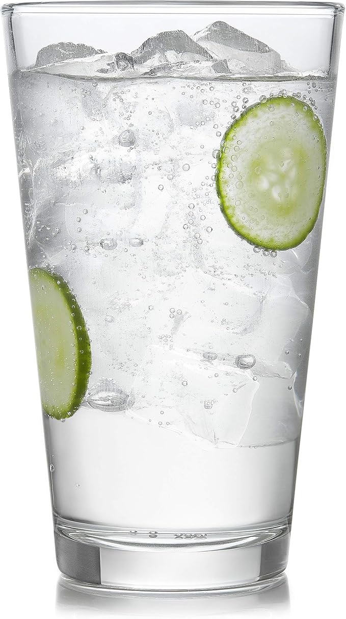 Libbey Preston Tumbler & Rocks Drinking Glasses Set of 16, All-Purpose Cups | 16 oz and 13 oz Capacities for Water, Juice, Cocktails, and More with Wide Mouths and Dishwasher-Safe Cleanup