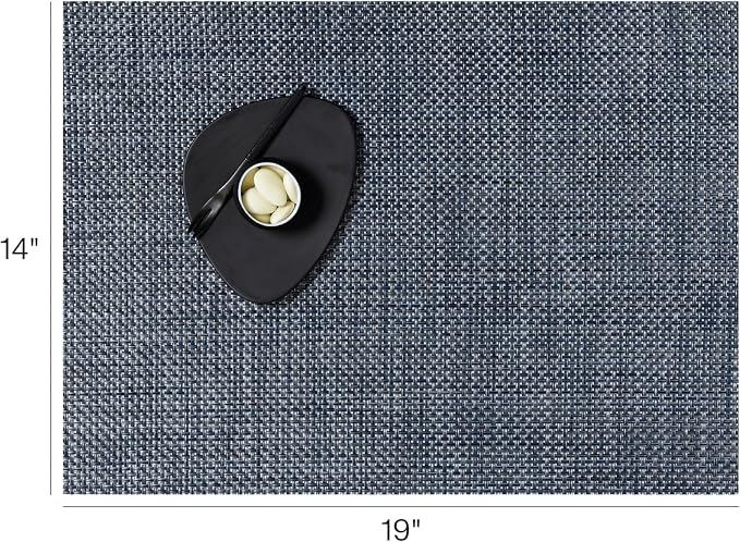 Chilewich Basketweave Placemats, Woven Rectangle Placemats Set of 4 | Reusable, Stain-Resistant, Indoor/Outdoor Tabletop Protection, Denim, 14" x 19"