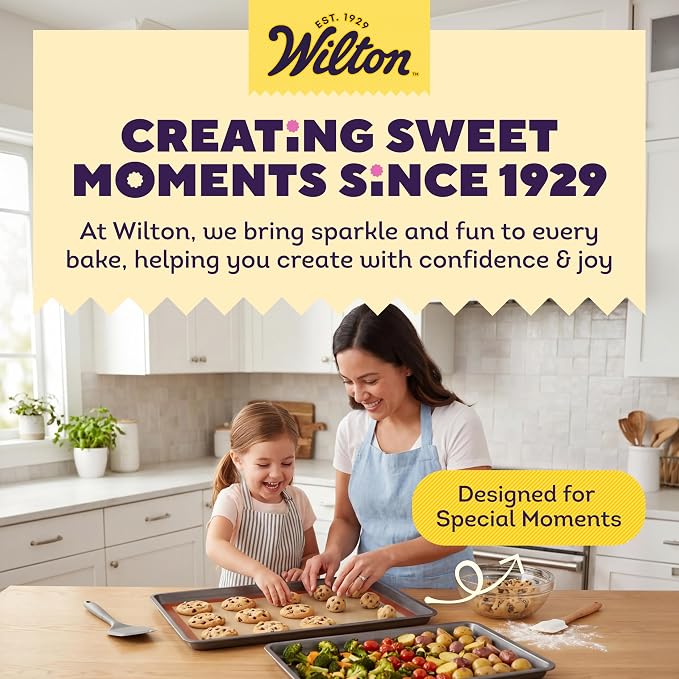Wilton Silver Non-Stick Baking Sheet Set, Made Without PFAS, 2-Piece | Non-Stick Steel Bakeware Set, Dishwasher Safe with 5-Year Limited Warranty, Perfect for Cookies, Roasting & Sheet Baking