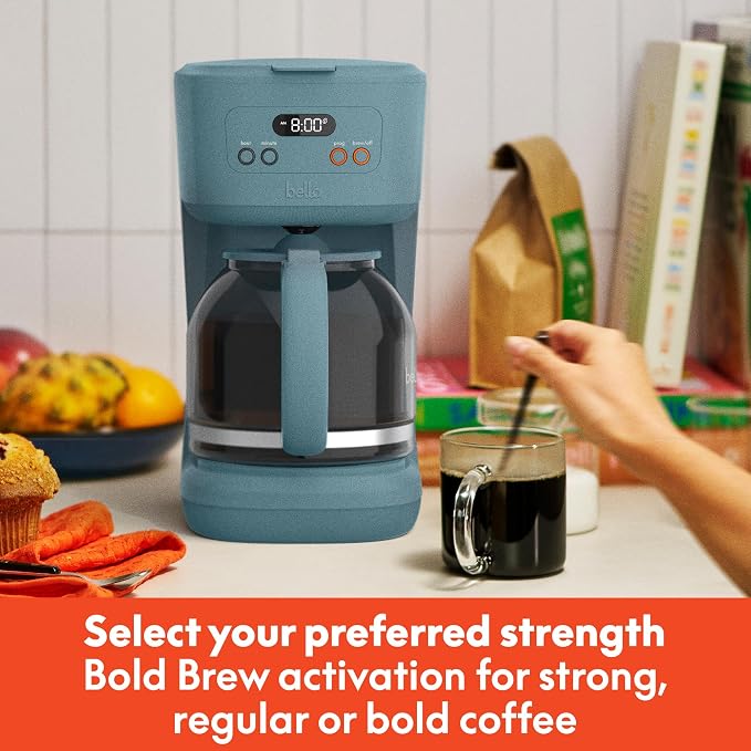 BREW 12-Cup Programmable Coffee Maker with No-Drip Glass Carafe, Surf