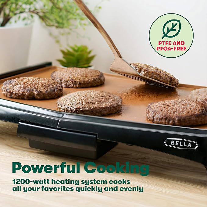 bella 10"x16" Ceramic Griddle, Copper/Black