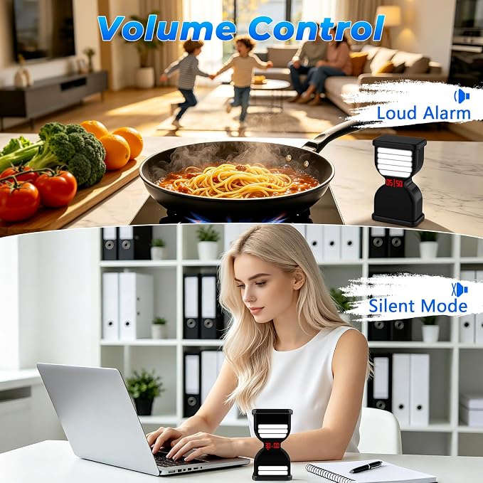 Pomodoro Timer for Productivity, Visual Countdown with Flight Flow | 5/25Min Preset, Custom Countdown, On/Off, Rechargeable, Silent, Desk Flip Hourglass Timer for ADHD Gift Study, Work, Kitchen