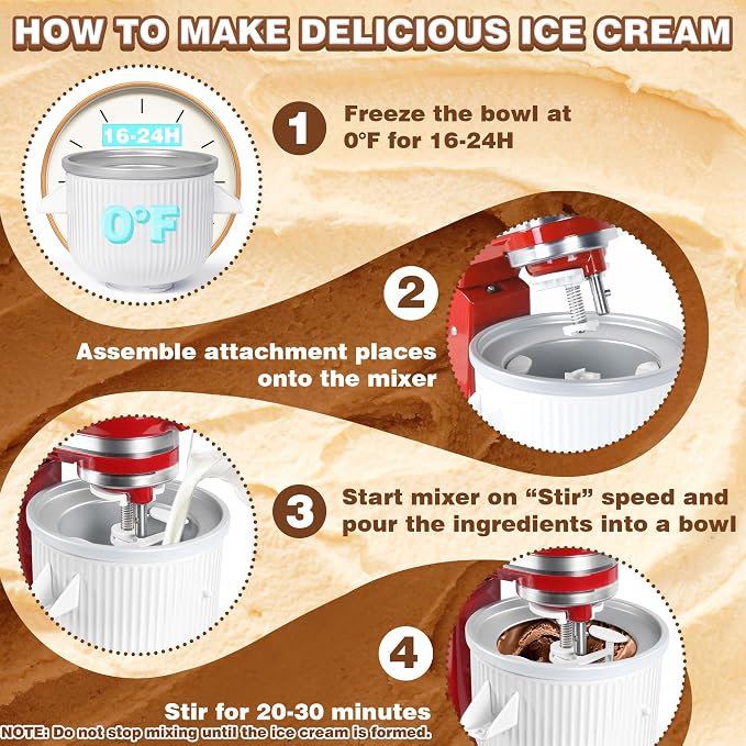 Ice Cream Maker Attachment for KitchenAid Stand Mixer, Compatible with KitchenAid 4.5/5QT/6QT accessories and attachments, 2 Quart for kitchenaid mixer attachments Frozen Yogurt/Gelato Maker