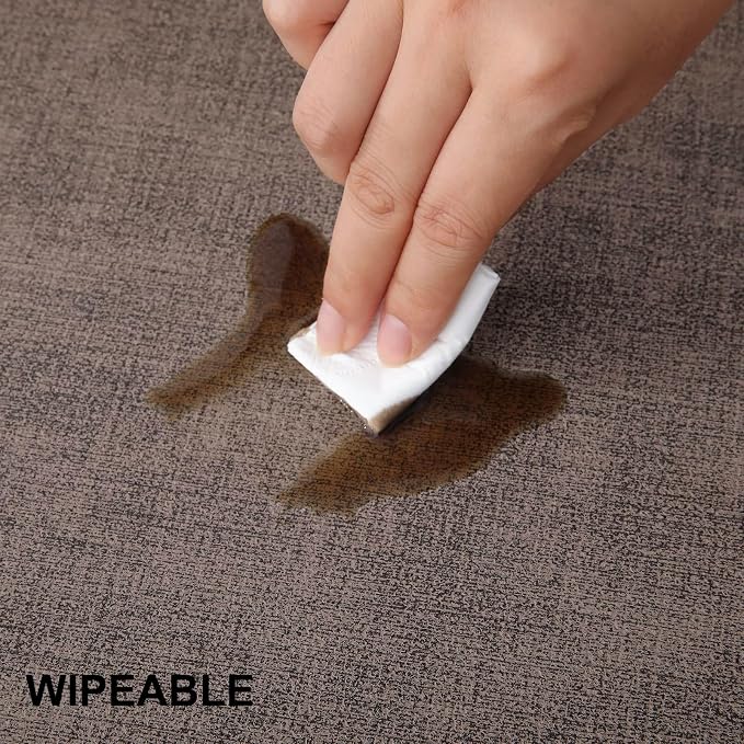 Faux Leather Heat Resistant Placemats 6 Packs, Waterproof Wipeable Dining PU Place Mats for Indoor & Outdoor, Easy to Clean, Brown