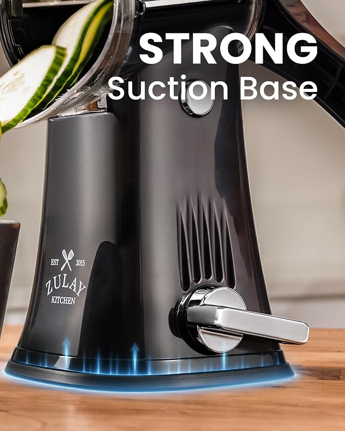 Zulay Kitchen Rotary Cheese Grater 5 Blade Cheese Shredder - Manual Hand Crank Cheese Grater With Reinforced Suction & 5 Interchangeable Drums - Easy to Use, Vegetable Chopper Round Mandoline Slicer