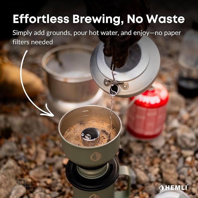 16 oz Pour Over Camping Coffee Maker Set, Vacuum Insulated Mug with Leakproof Lid, Stainless Steel Micro Filter, Portable Coffee Maker for Camping