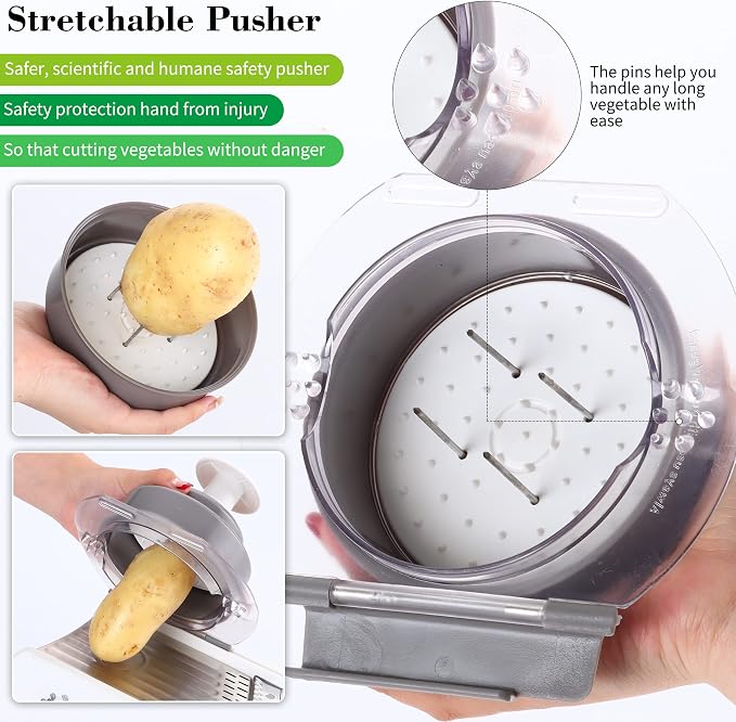 Adjustable Mandoline Slicer for Kitchen, Stainless Steel Mandolins Vegetable Chopper - Food Chopper, Vegetable Slicer, Mandolin with Waffle Maker | French Fry Cutter