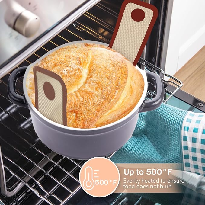 Koolstuffs Sourdough Silicone Bread Sling for Dutch Oven, 2 Pack | Long Handles for Dough Transfer, Nonstick Bread Release, Dishwasher Cleanup, Flexible Reusable Design, Round, Red