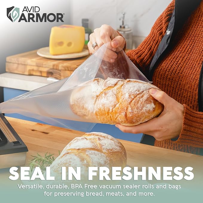Avid Armor Food Vacuum Sealer Bags Variety Pack – Pint, Quart Bags & Rolls | Clear Food Storage Bags with Deep Embossed Airtight Suction – Heat Resistant, Non-BPA Meal Prep Bags with Easy Tear Notch