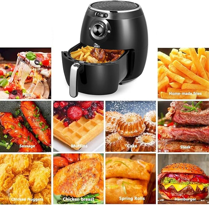 Air Fryer 5.8QT/5.5L, Uten 1700W AirFryer High-Power Electric Hot Temperature Control & Timer Knob, Non Stick Fry Basket, Dishwasher Safe, Apply to Party, Afternoon Tea, Black | Large Capacity 5.5L, 30 Minute Timer, Roast, Bake, Reheat, Nonstick & Dish...