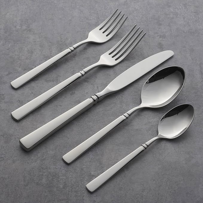 Oneida Easton 5-Piece 18/10 Silverware Set for 1, Flatware | silver, dishwasher safe | includes knives, forks, and spoons | heavy duty, cutlery set, utensil set, wedding silverware
