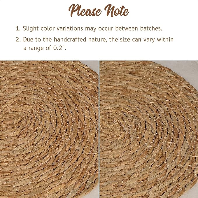 13 in Round Woven Placemats Plate Chargers Set of 10, Boho Farmhouse Rustic Woven Place Mats for Dining Table Decor, Rattan Wicker Table Mats Jute Braided Chargers for Dinner Plates | 13 Inch Place Mats Set of 10, Wicker Chargers for Dinner Plates, Boh...
