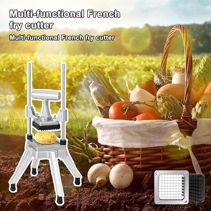 2Pcs 3/8''Commercial Vegetable Replacement Chopper Blade | Replacement Chopper Dicer Stainless Steel Blade and Pusher Block for Fruit Cutting Machine Tomato onion French Fries Cutter
