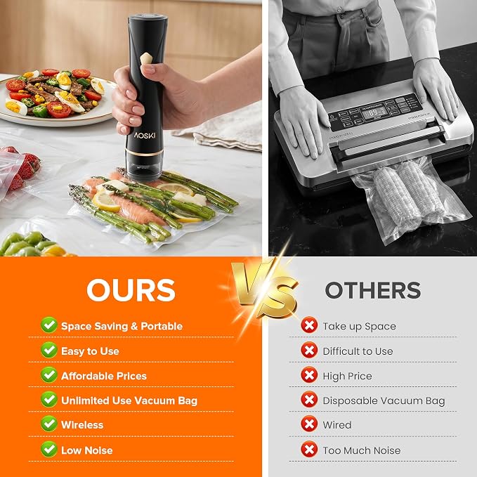 Handheld Vacuum Sealer for Food with Visible Liquid Tank | Compact Powerful Food Vacuum Sealer Machine with 10 Reusable Bags, Seal Meal Saver, Portable & Wireless, Black