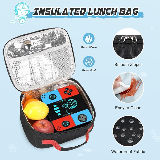 Backpack for School Boys, Cool Luminous Gamer Boys Schoolbag | with Lunch Box & Pencil Case Set for Kids Teens Elementary Middle School, Bookbag Glow In The Dark