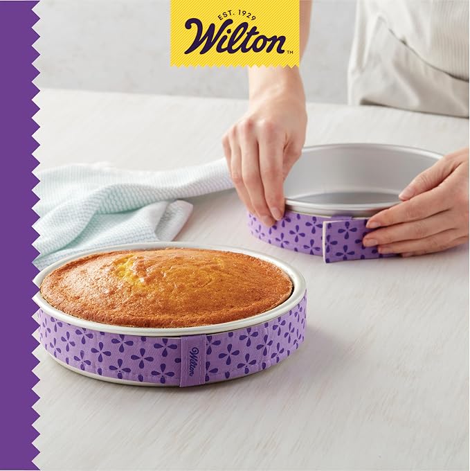 Wilton Bake-Even Cake Pan Strips, Evenly Baked, 6-Piece Set | Absorbent Cake Pan Strips Prevent Domed Tops & Cracked Edges, 6-Piece Set Fits Multiple Pan Sizes for Evenly Baked Cakes
