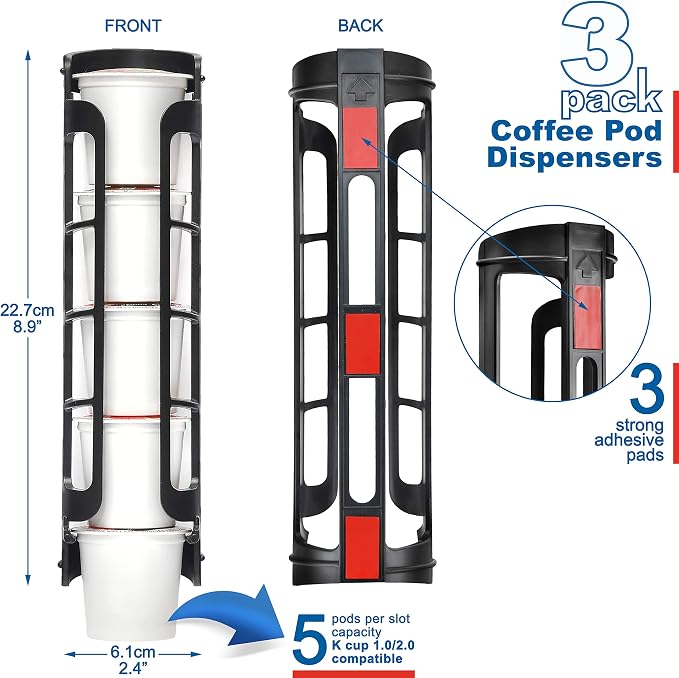 STORAGENIE Coffee Pod Holder for Keurig, Stores 15 Pods, Black | Compatible with K-Cups, Vertical storage saves counter space, Ideal for small kitchens, RVs and dorms