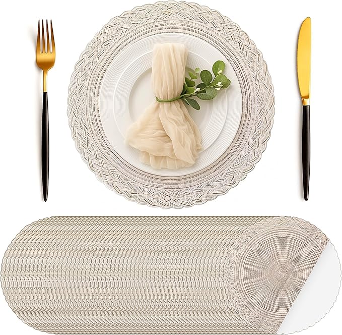 Geosar 100 Pcs,Ivory Disposable Paper Placemat Cotton Woven 13''