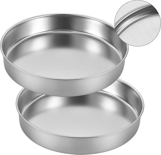 Inqibee 8 Inch Round Cake Pan Set of 2, Stainless Steel Textured Bottom | Tri-ply Stainless Steel, Rolled Rim Layer Cake Bakeware, Oven & Dishwasher Safe, Healthy Non-Toxic for Birthday Wedding Cake