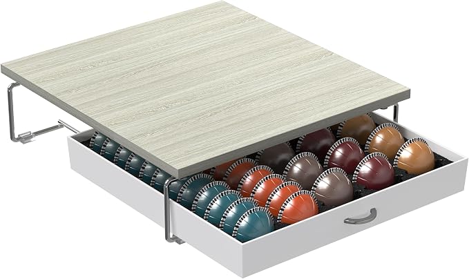 Deco Brothers Vertuo Pod Holder Drawer, Fits 30 Large or 60 Small Capsules | Compatible with Nespresso Pods, Maple