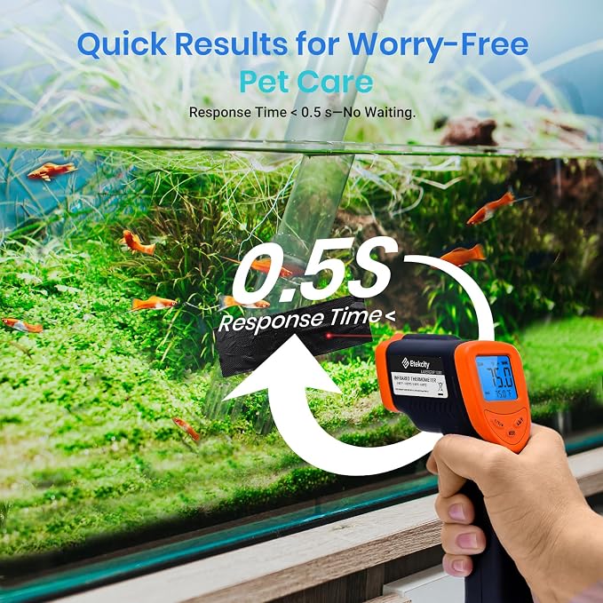 Etekcity Infrared Thermometer Laser Temperature Gun, -58°F~1130°F, Orange | Cooking, Pizza Oven, BBQ, Meat, Kitchen, Reptile, HVAC, Adjustable Emissivity, MAX Display, High Temperature
