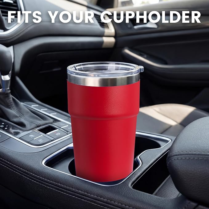 MEWAY 16oz Tumbler Double Wall Vacuum Insulated Travel Mug Bulk, Stainless Steel Tumblers with Lid, Powder Coated Coffee Cups for Cold & Hot Drinks (Red,12 Pack)