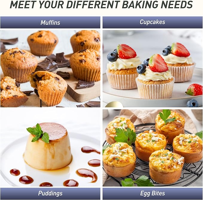 2 Pack 12 Cups Silicone Muffin Pan with Metal Reinforced Frame Regular Size Silicone Molds Cupcake Cake Baking Pans Baking Mold Best Baking Pans Tart Pan Sheet Set Reusable Cupcake Liners