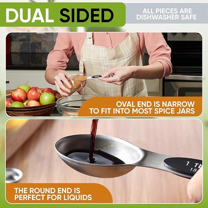 Spring Chef Magnetic Measuring Cups & Spoons Set of 16, Patented, Black | Stackable Stainless Steel Measuring Cups & Heavy Duty Metal Measuring Spoons with Levelers for Dry & Liquid Ingredients