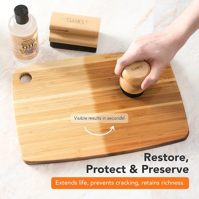 CLARK's Cutting Board Oil 12 oz, Food Grade Mineral Oil with Lavender Scent | Mineral Oil for Wood Cutting Boards, Butcher Blocks, Utensils, Lubricant for Knives. Soak for 2-3 Hours for Optimal Finish