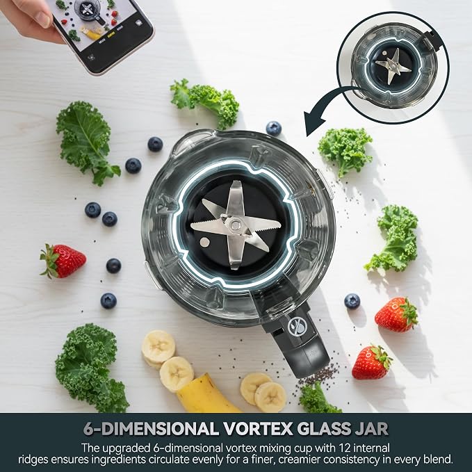 ASTRALSHIP 1500W Professional Glass Blender for Kitchen, Countertop High-Speed Smoothie Maker & Heating Nut Milk Machine - 14 Presets, 9 Speeds, BPA-Free Glass Jar for Hot Soups, Slushie
