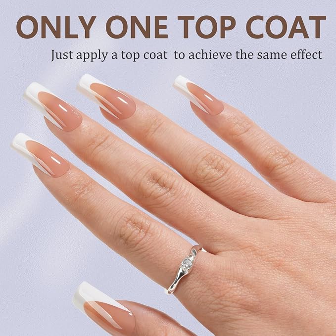 Misssix 150Pcs Deep French Tip Press on Nail Long Square Gel Fake Nails | No Need to File 3 in 1 Tips Pre-lasting, White French Nail Tips for Nail Art DIY 15 Sizes