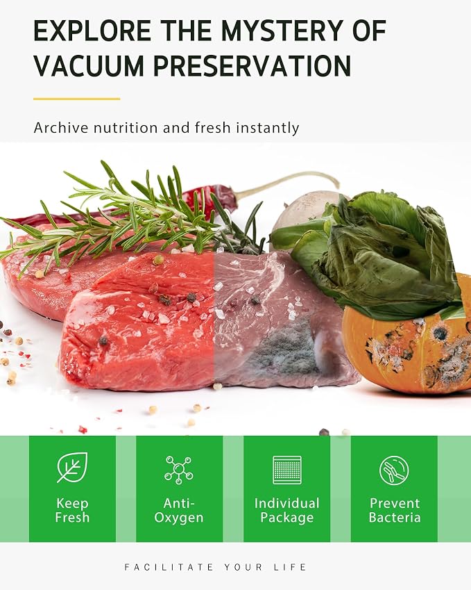 Syntus 2 Rolls 11" x 20' Vacuum Sealer Bags, BPA Free for Food Storage | 4mil Thick, Custom Length, Keep Food Fresh Longer, Freezer Microwave Sous Vide Cooking, Works with Most Vacuum Sealers