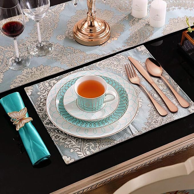 LIANYU Copper Silverware Flatware Set, 20 Piece Stainless Steel Cutlery Set | Service for 4, Mirror Finish, Ideal for Home Hotel Wedding Festival Party, Dishwasher Safe
