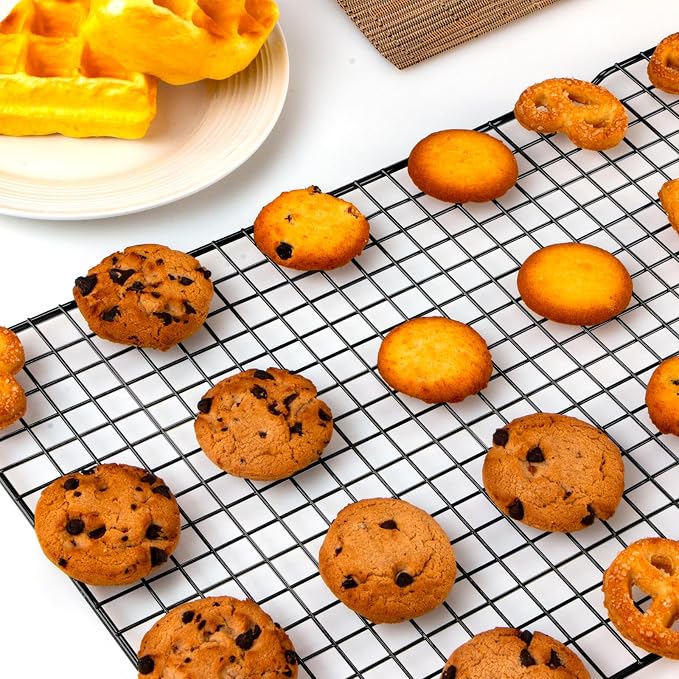 Cooling Rack for Cooking and Baking, 16" x 10" Wire Rack, Black | Thick Wire Rack, Oven & Dishwasher Safe, for Roasting, Grilling, Drying, Fits Half Sheet Pan