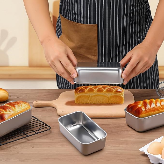 LIANYU Stainless Steel 6.3 x 3.5 In Mini Loaf Pan for Baking Bread, 24 PCS | Small Bread Loaf Pan Mold for Homemade Meatloaf, Metal Tin Loaf Pan Perfect for Banana Sourdough, Dishwasher Safe