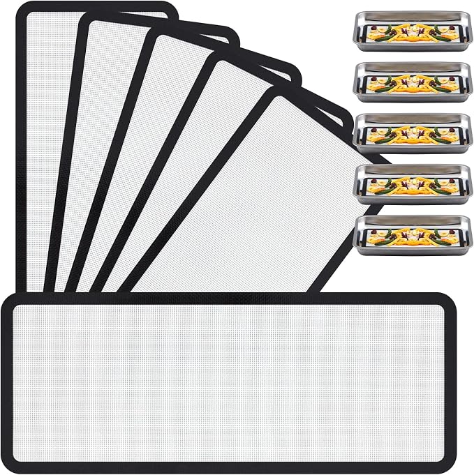 Reallnaive 5 Pieces M - Medium Silicone Mats Compatible with Harvest Right Freeze Dryer Silicone Mats Reusable Baking Sheet Durable Easy Clean No Stick Trays Drying Liners for Kitchen (Black)
