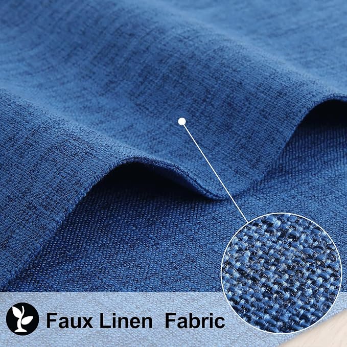 Faux Cotton Linen Placemats Set of 8, Cloth Washable Farmhouse Dining Table Mats for Indoors & Outdoors, Easy to Clean, Navy Blue, 13 x 19 Inch